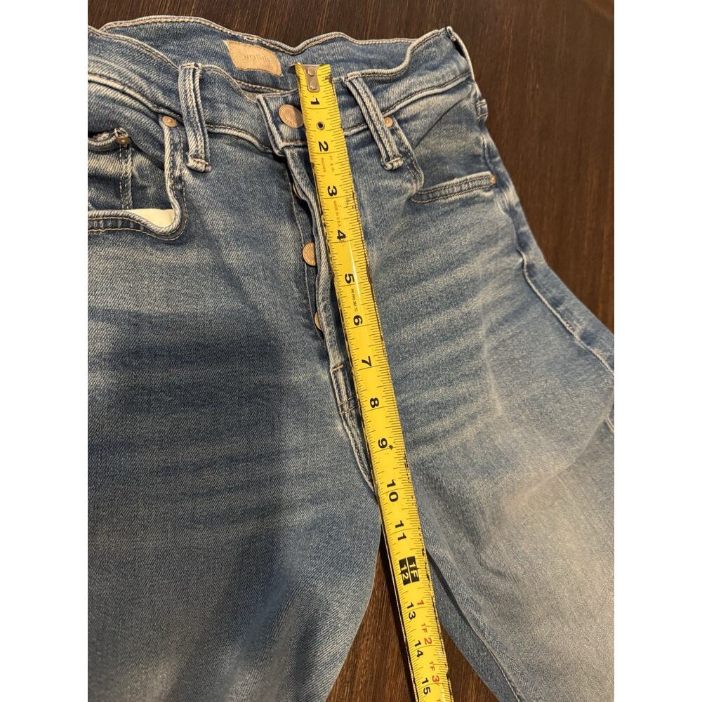 Mother Tomcat Swisher Sneak Fray Jeans Size 28 Blue Wide Leg Poppin' Wheelies - Picture 12 of 16